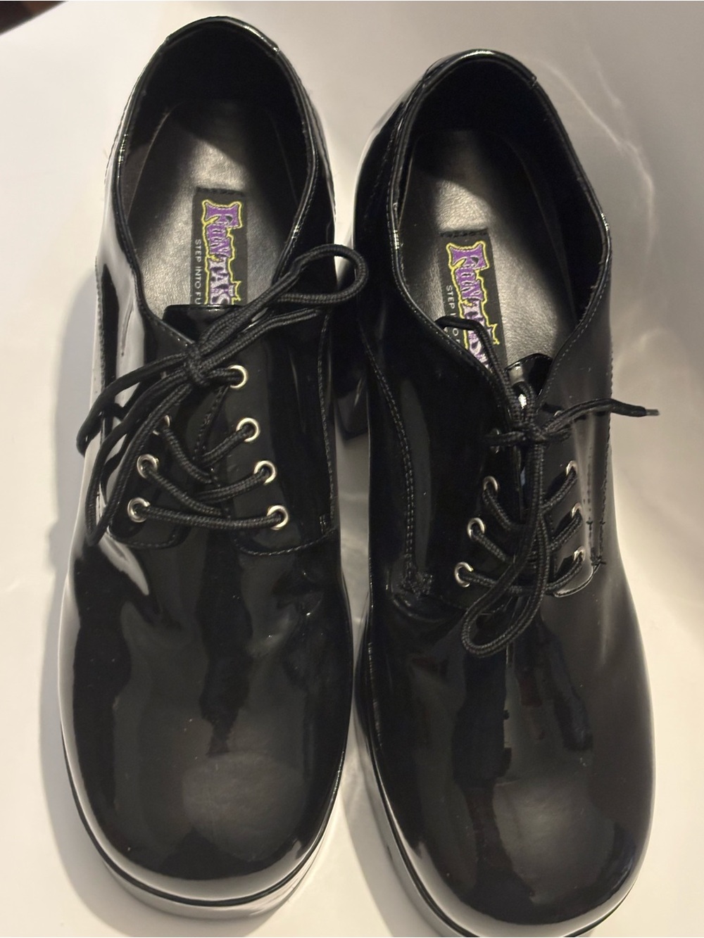 Funtasma Black Patent Lace-Up Platform Derbys